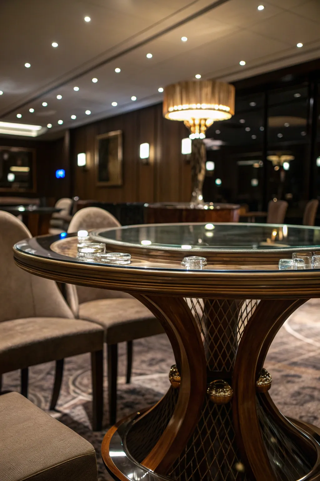 Sophistication meets modern design in this stunning glass-topped poker table.