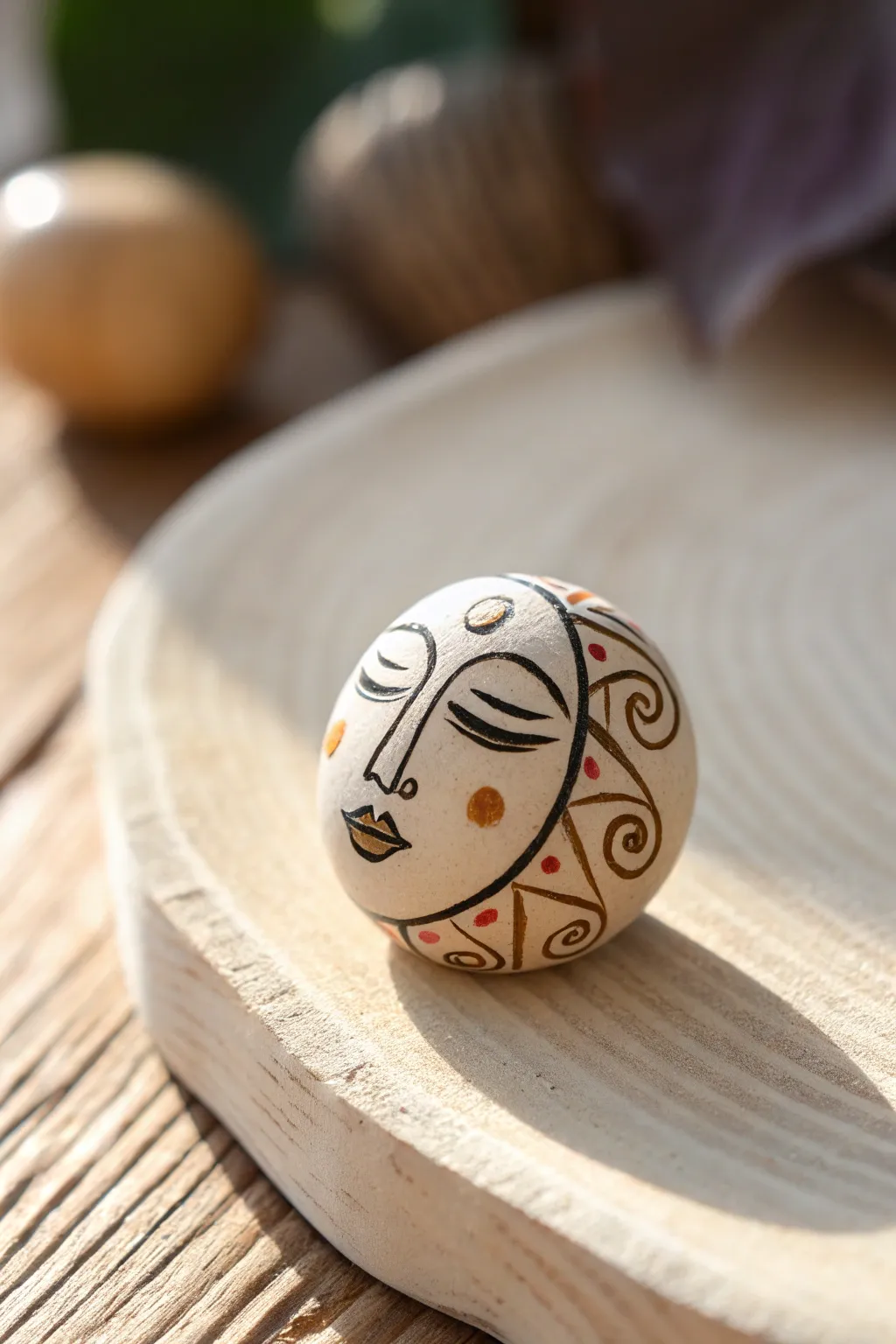 Discover the art of minimalist expression with this abstract face polymer clay bead.