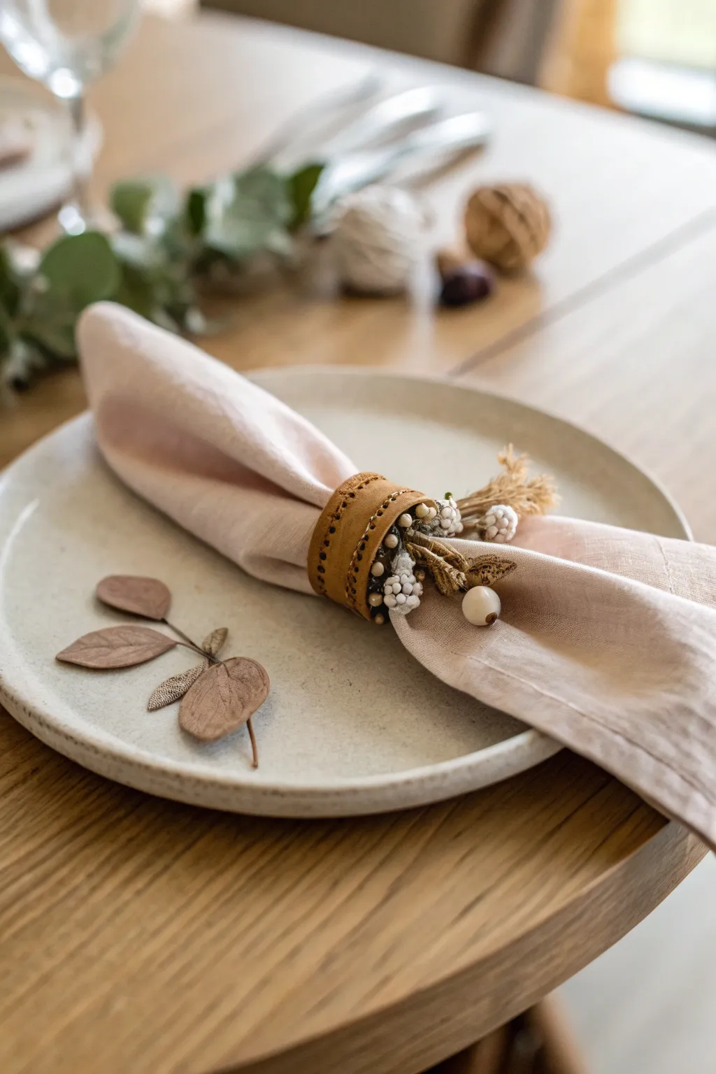 Elevate your table setting with eco-friendly elegance: a polymer clay napkin ring that merges simplicity and sustainability.