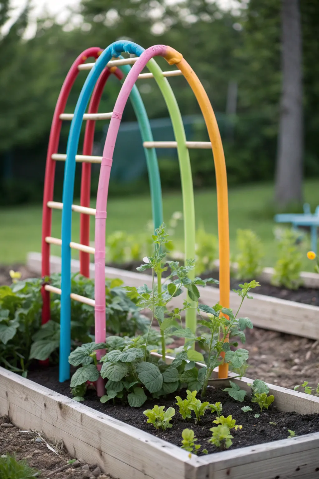 Brighten your garden with a splash of color and creativity! 🌿✨ #DIYTrellis #GardenArtistry