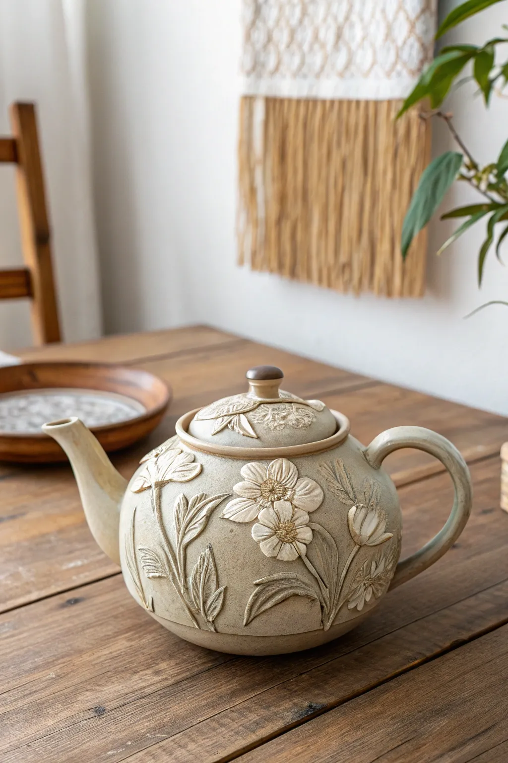 Sip in style with this exquisite nature-inspired teapot, a perfect blend of artistry and simplicity.