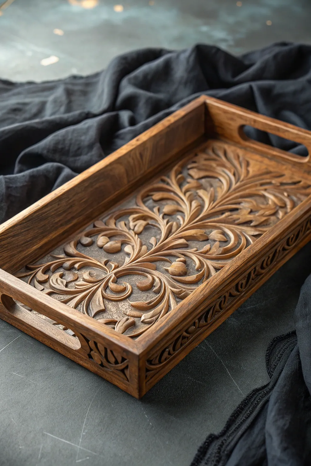 Elevate your serving style with this expertly crafted decorative tray, a perfect blend of functionality and art.