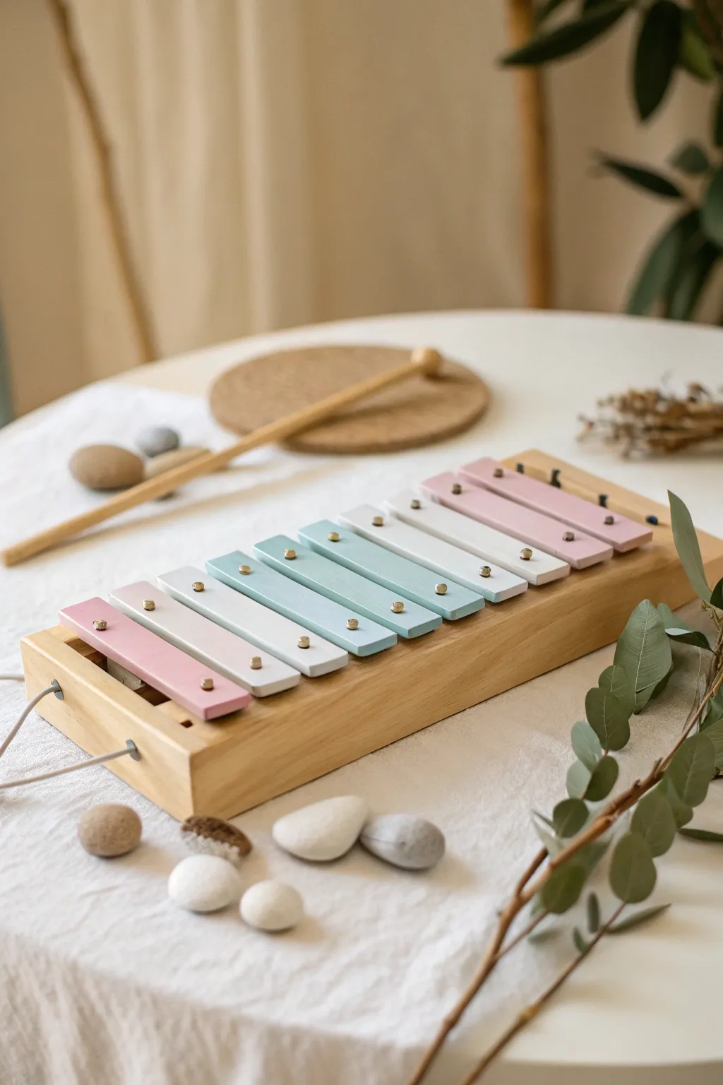 Discover the joy of sound with this charming wooden xylophone, perfect for little hands and curious minds.