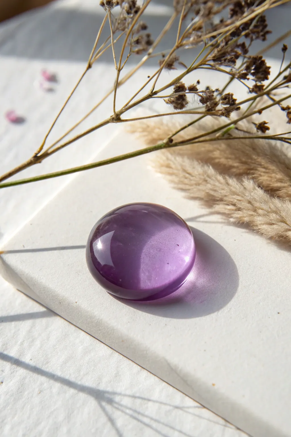 Elevate your fridge decor with the elegance of handcrafted purple glass magnets.