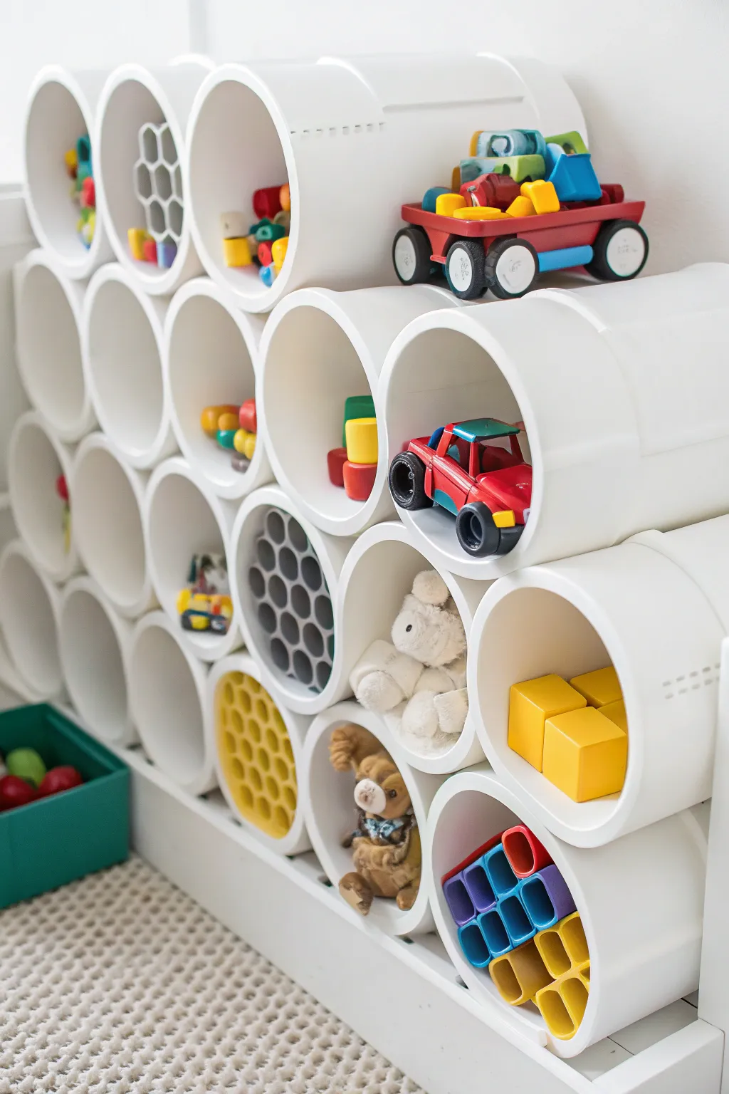 Transform playtime chaos into order with this stylish PVC pipe toy storage solution.