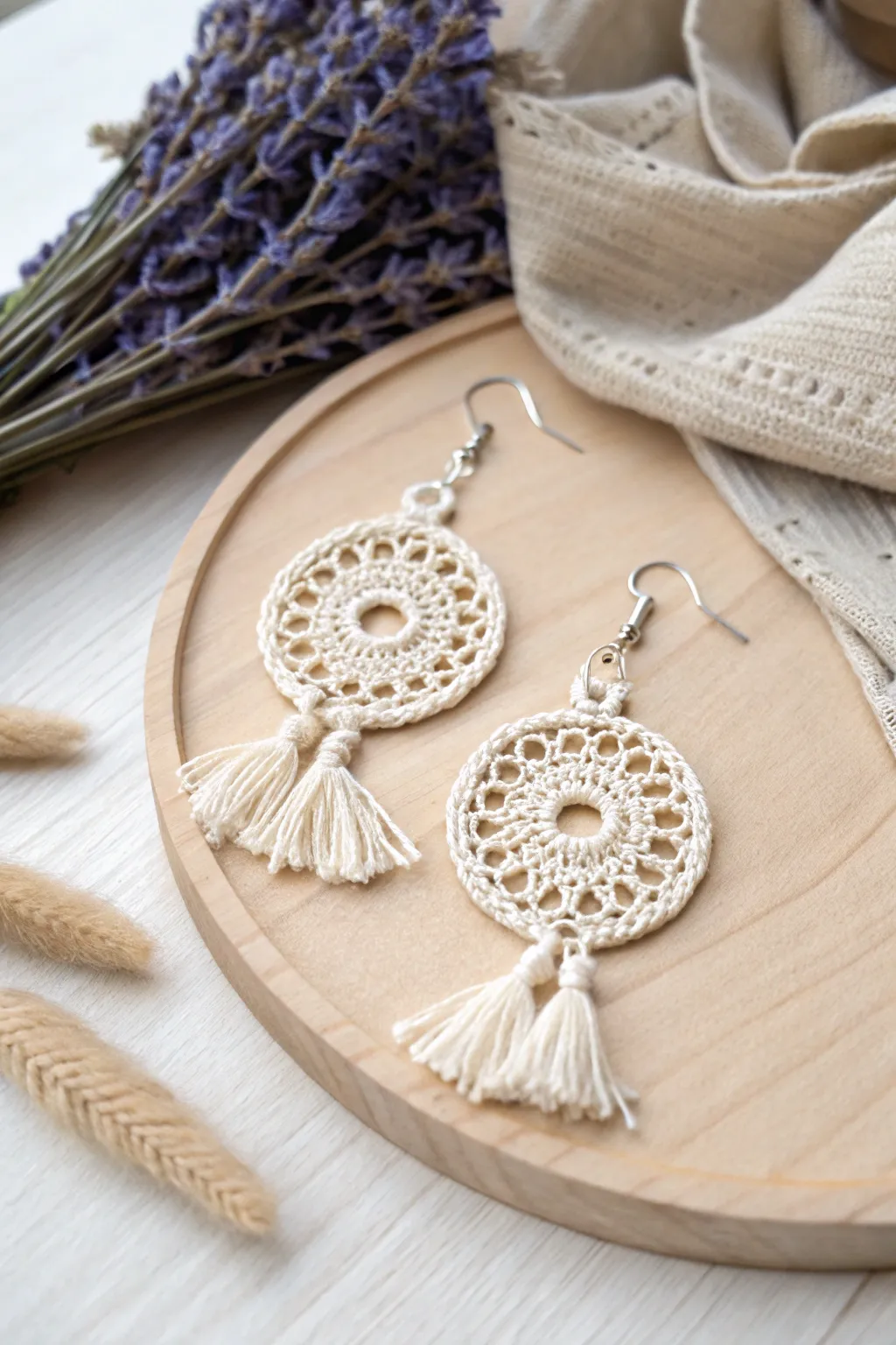 Elegant crochet lace earrings: a touch of handmade charm for any outfit.