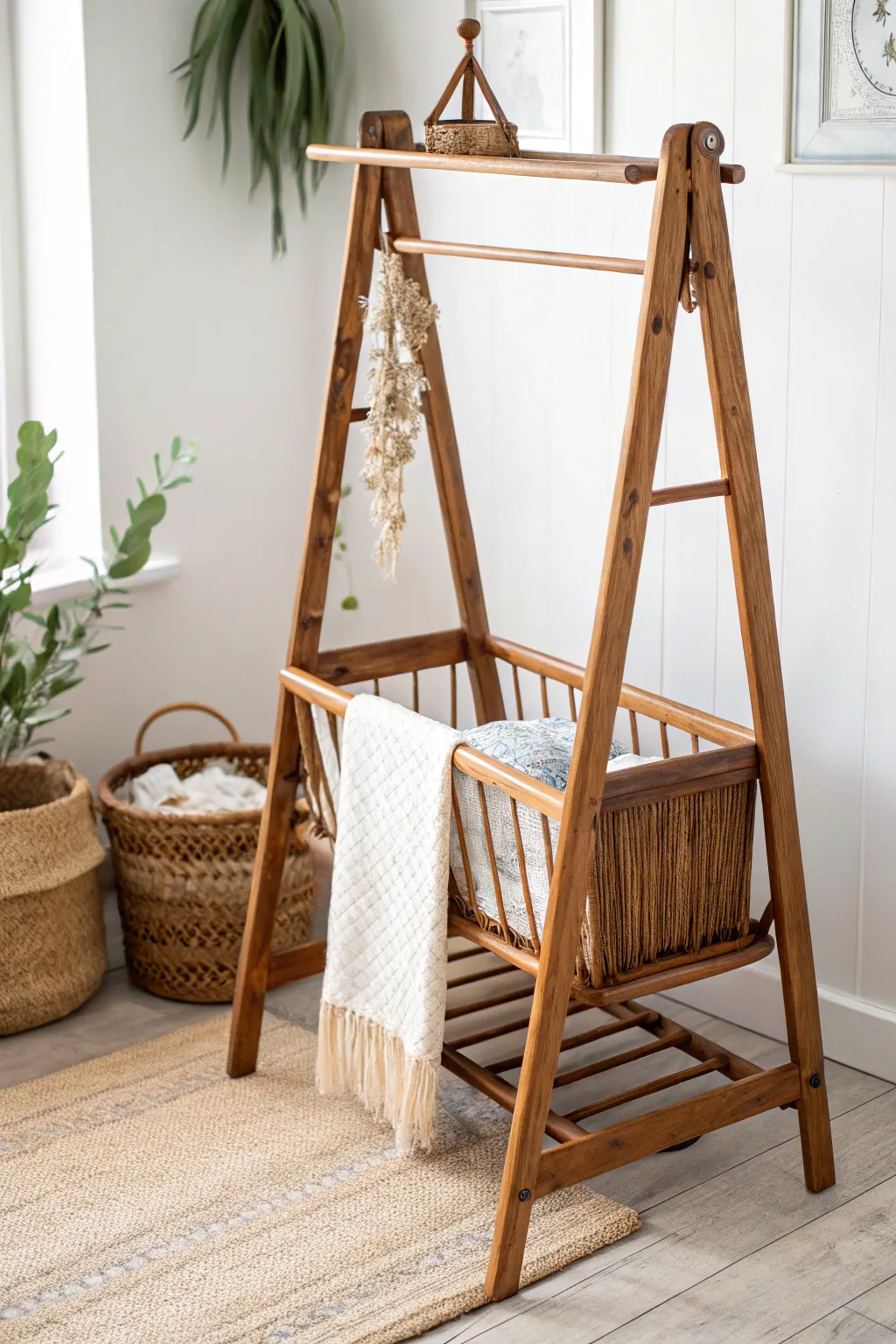 Transform childhood memories into a charming art corner with this repurposed crib easel.