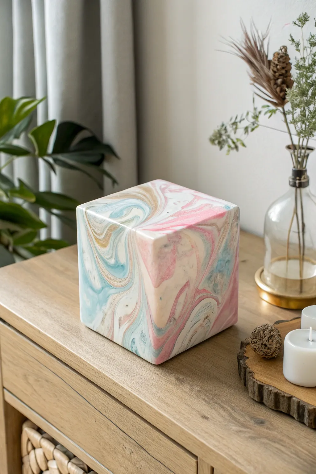 Elevate your space with the timeless elegance of marbled resin cubes.
