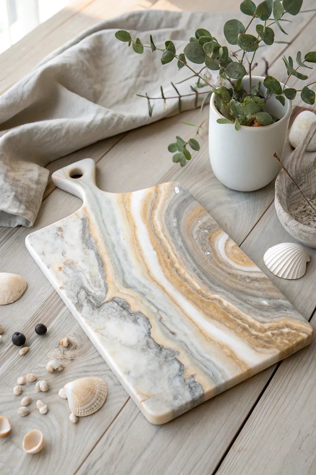 Elevate your kitchen aesthetic with a faux stone resin cutting board, where nature meets artistry.
