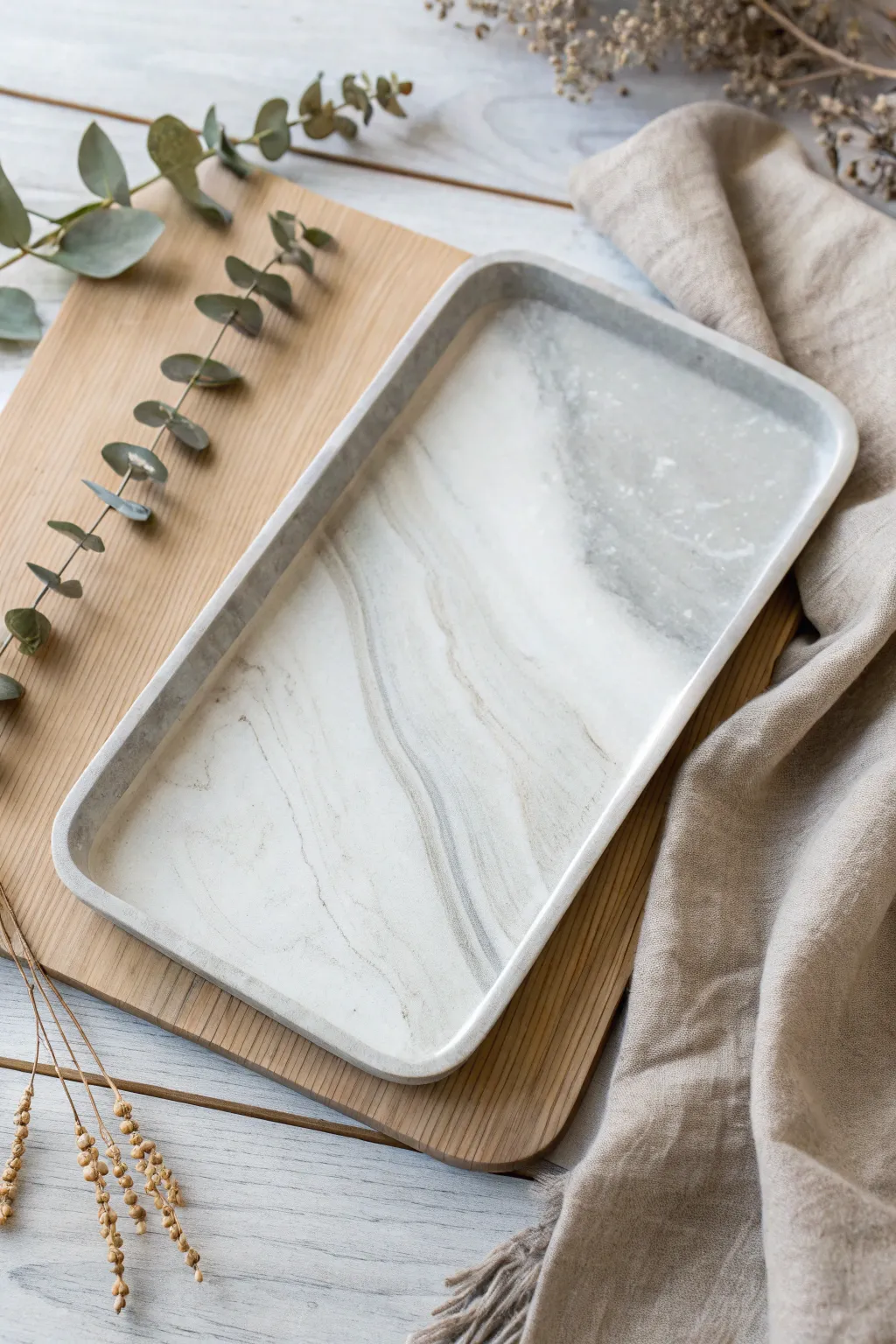 Elevate your space with this elegant faux stone resin tray—where simplicity meets sophistication.