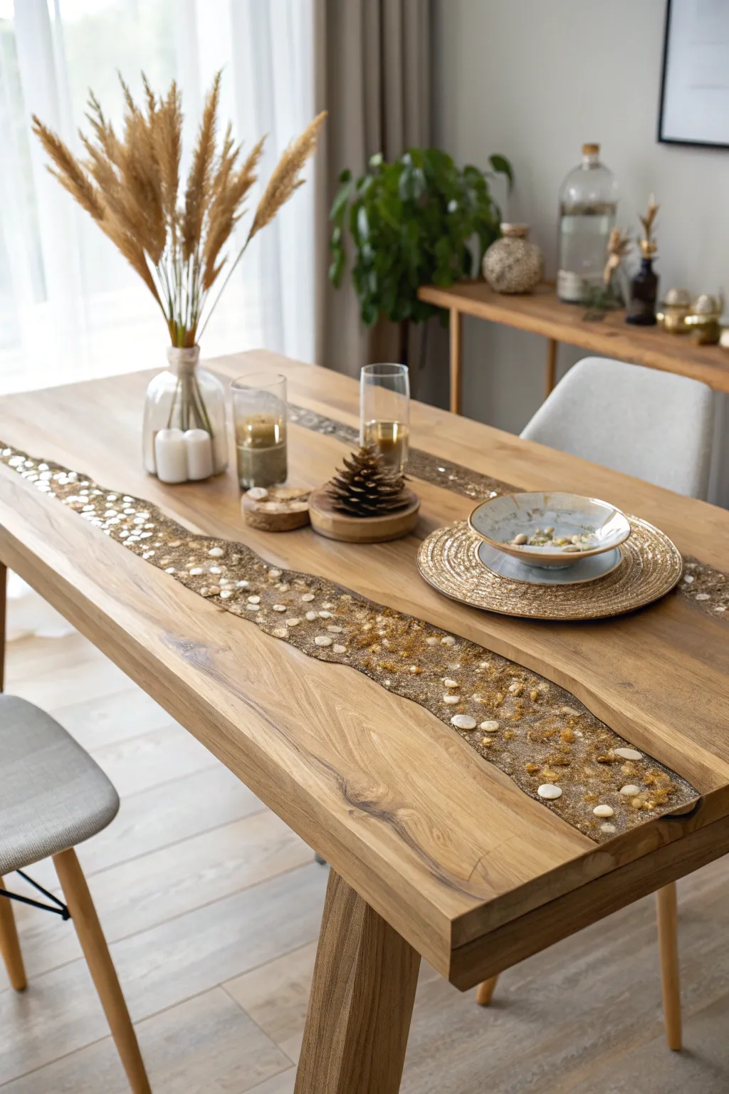Elevate your dining experience with a stunning resin centerpiece that blends natural beauty and craftsmanship.