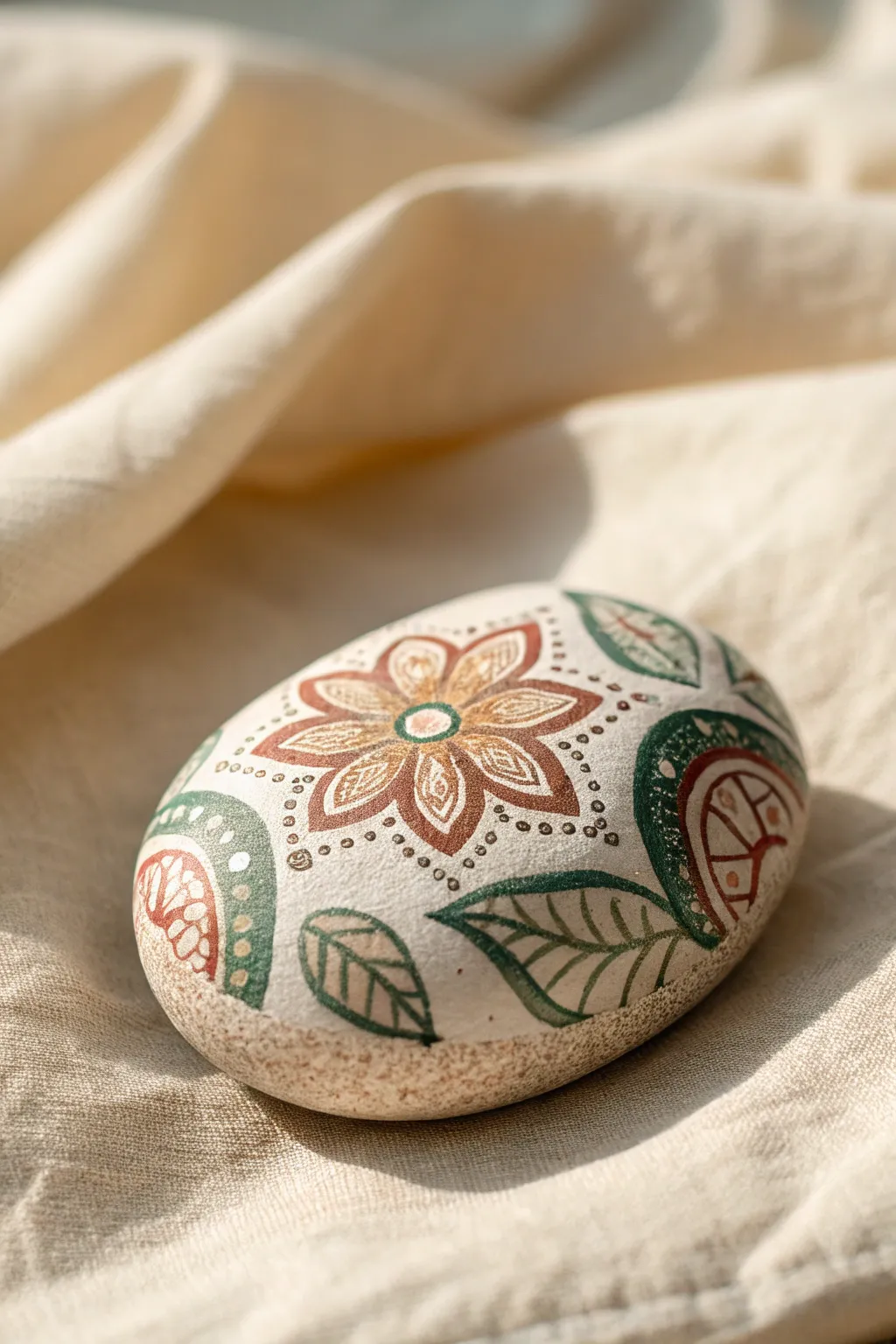 Celebrate the beauty of diversity with cultural symbols elegantly painted on rocks. A blend of simplicity and craftsmanship for your minimalist decor.