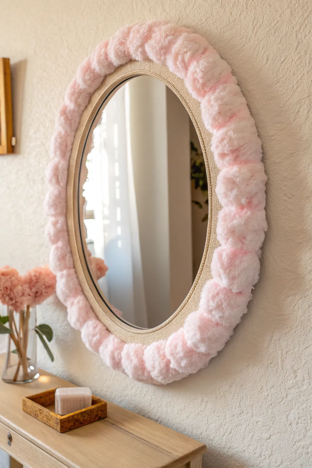 Add a playful touch to your decor with a DIY foam mirror—perfect for a minimalist yet boho-inspired space!