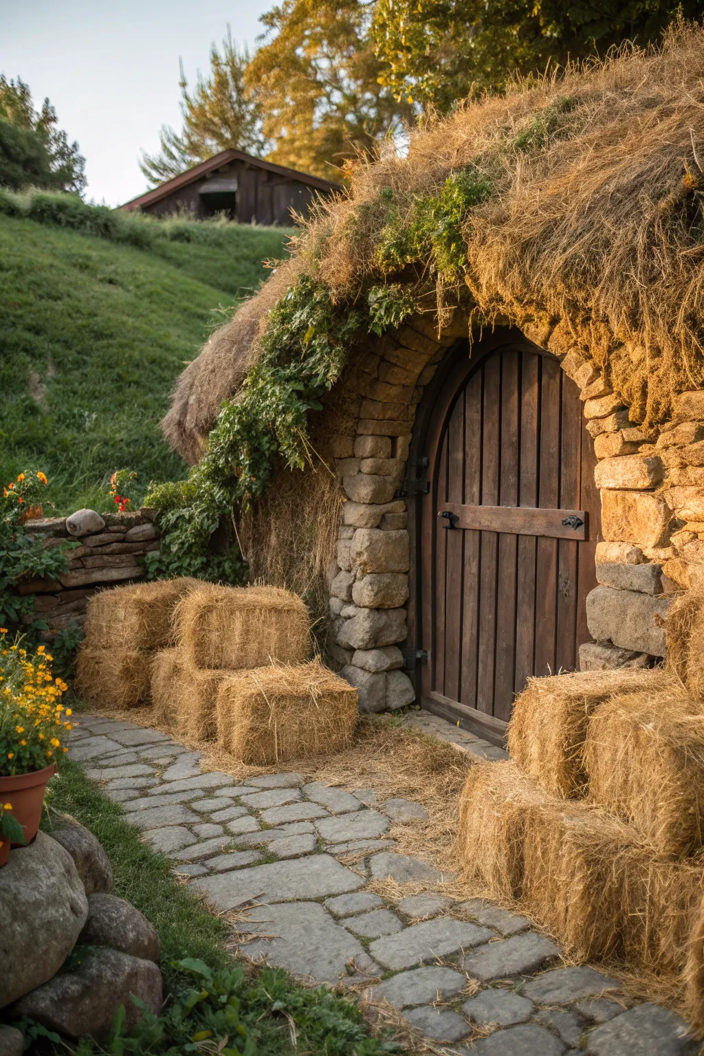 Discover the rustic charm and practicality of a straw bale-insulated root cellar.
