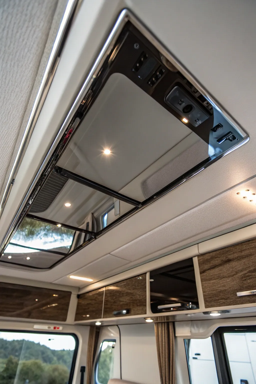 Transform your RV space with sleek reflective panels for a brighter, more spacious feel.