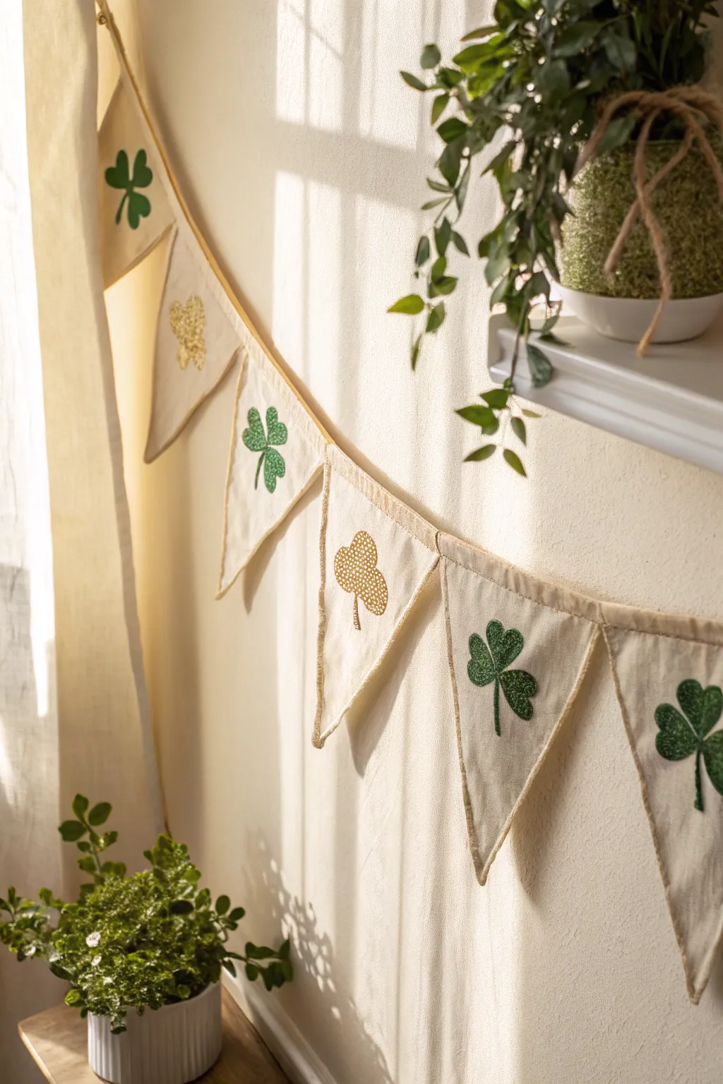 Embrace the charm of simplicity with a handcrafted Saint Patrick's Day banner that effortlessly elevates your space.