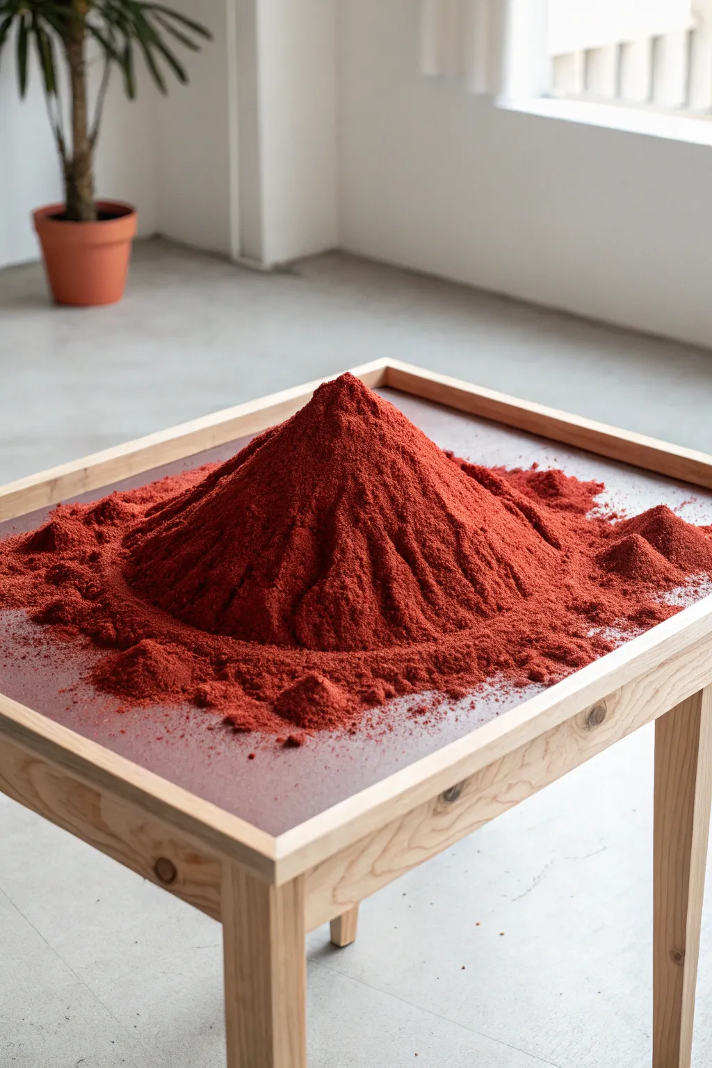 Ignite your creativity with a fiery volcanic island centerpiece—where minimalism meets drama.