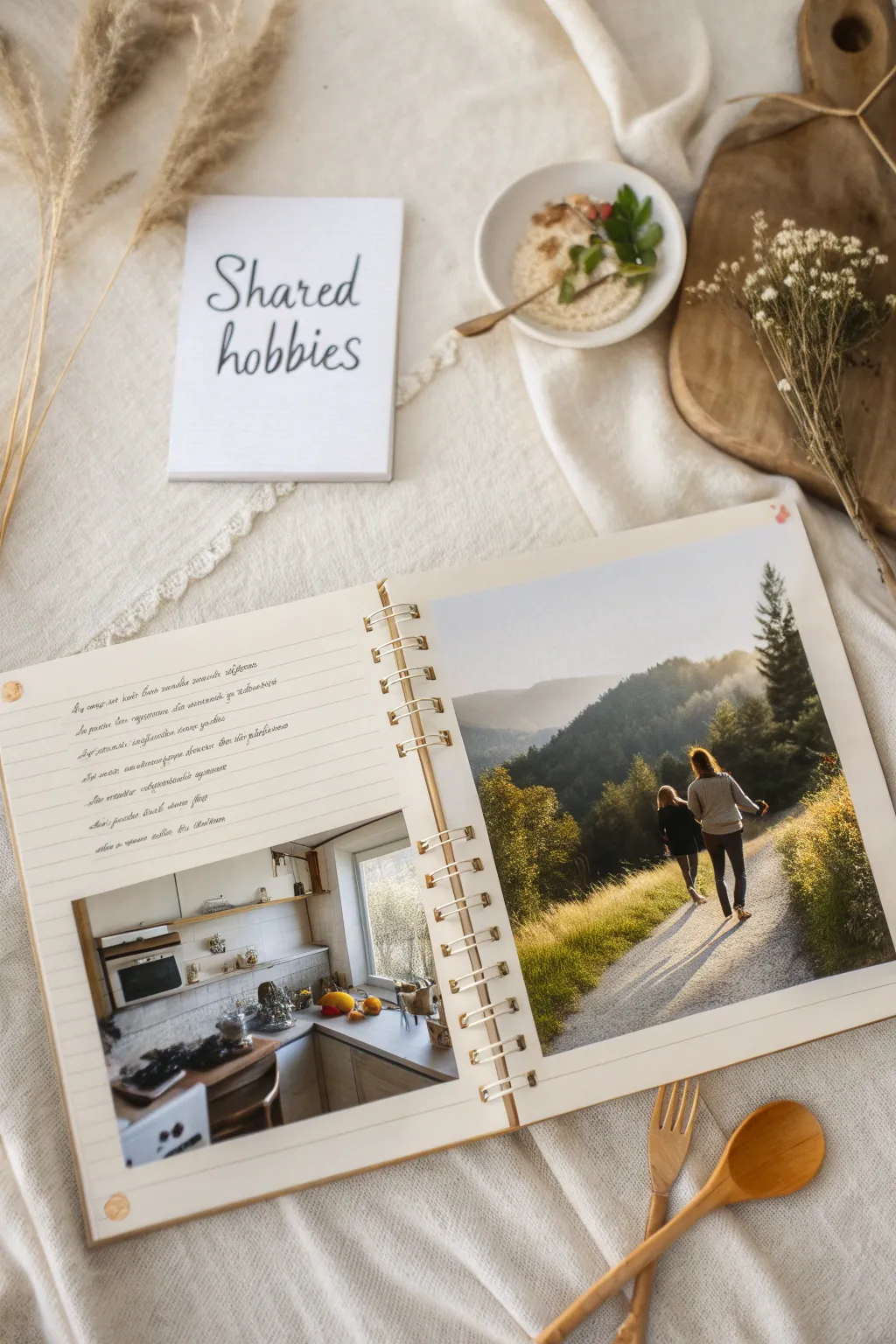 Celebrate the joy of shared passions with a scrapbook page dedicated to your favorite hobbies together.