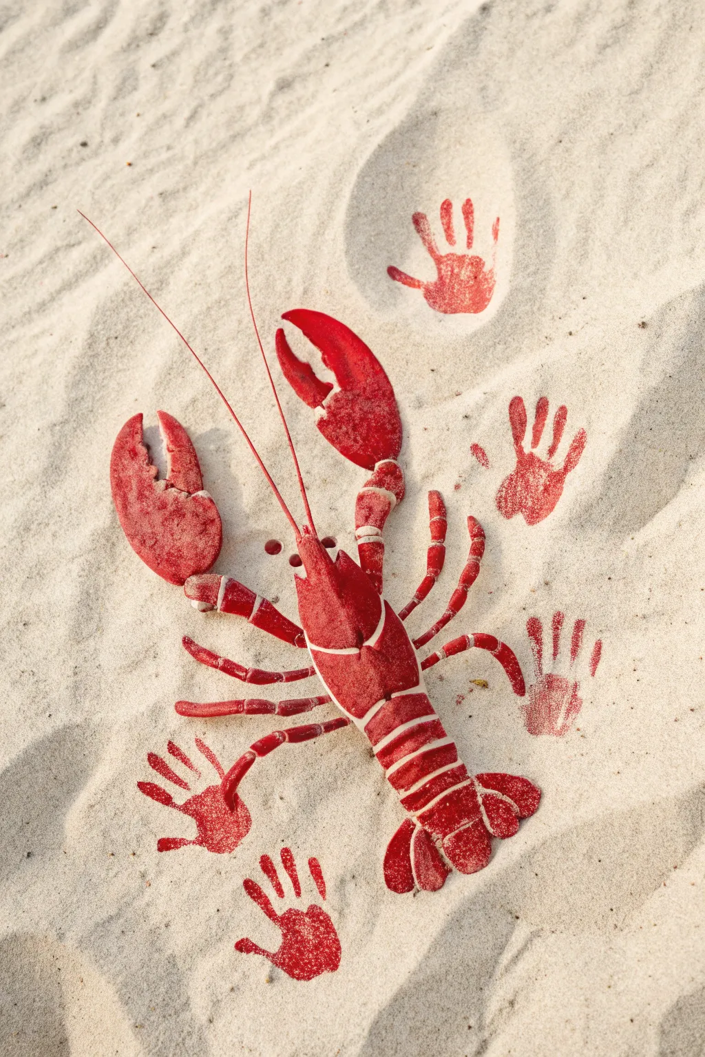 Capture the charm of childhood with this handcrafted handprint lobster, a delightful blend of minimalism and boho spirit.