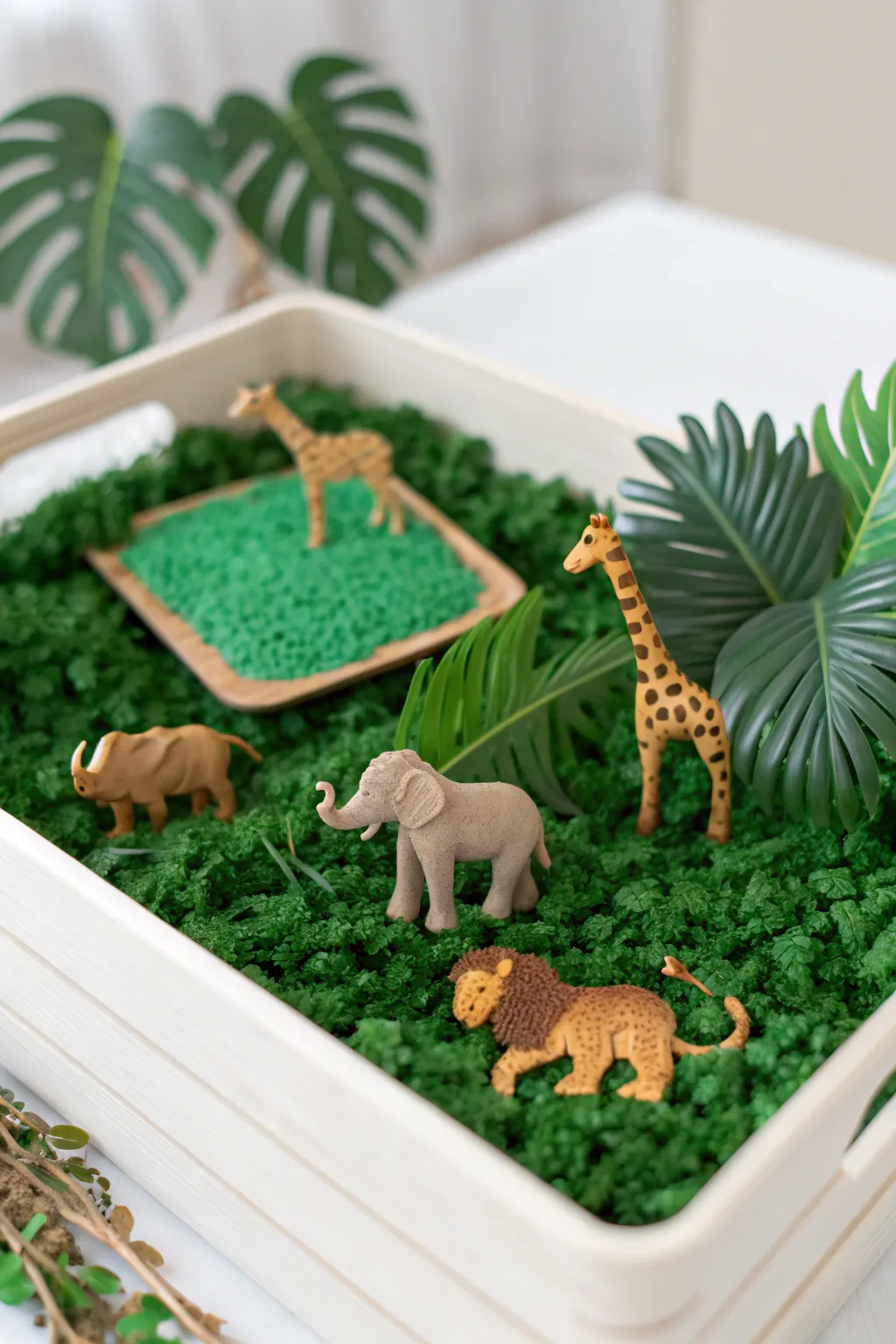 Embark on a Jungle Safari Adventure through the lush green rice jungle and let your imagination run wild with these charming handcrafted toy animals.