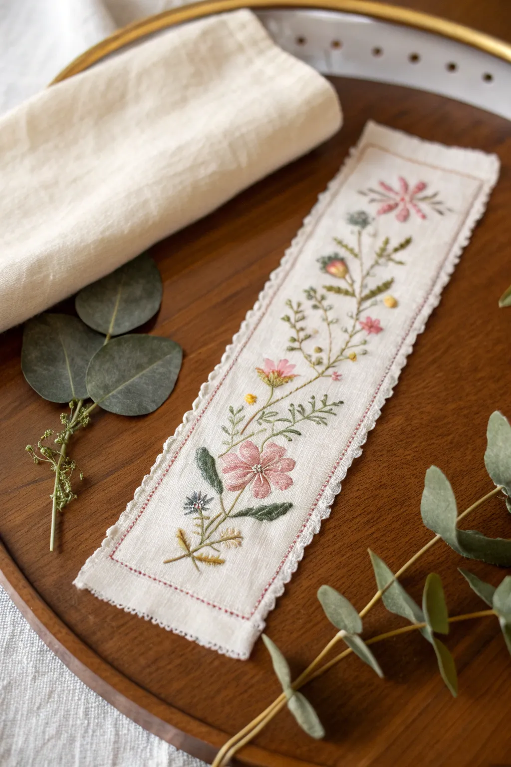 Crafted with love: Elevate your reading experience with a beautifully embroidered fabric bookmark.
