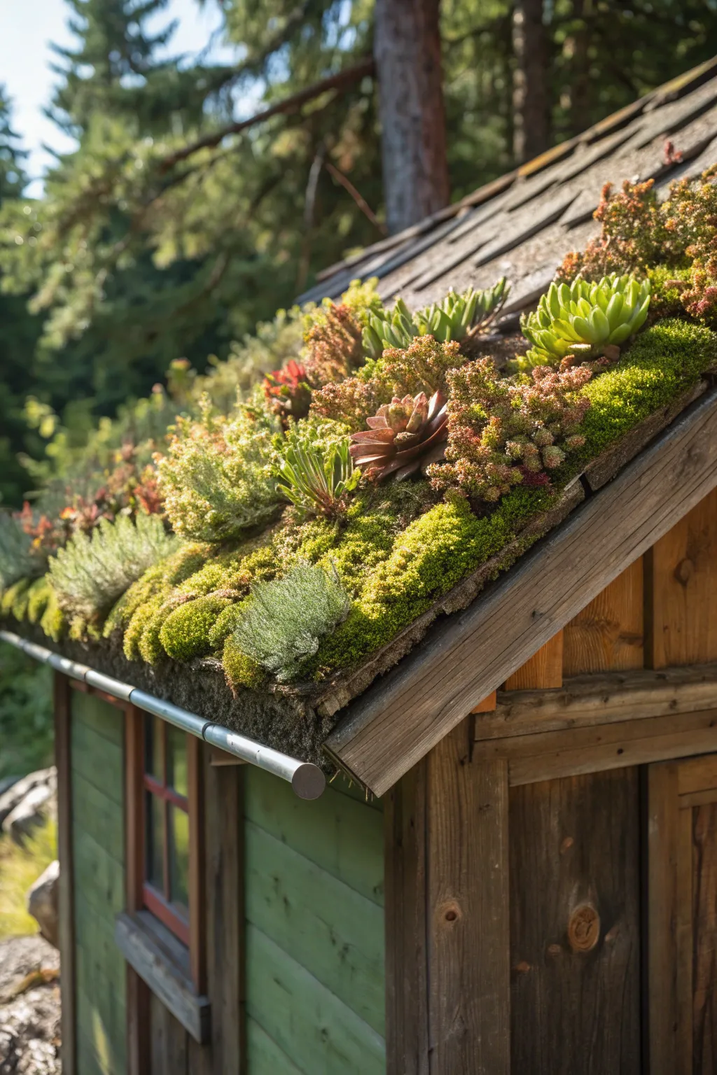 Transform your shed with a stunning green roof that offers natural insulation and timeless charm.