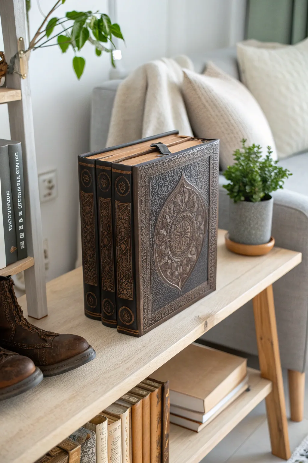 Unlock the charm of secret storage with this clever book-disguised shoe box.