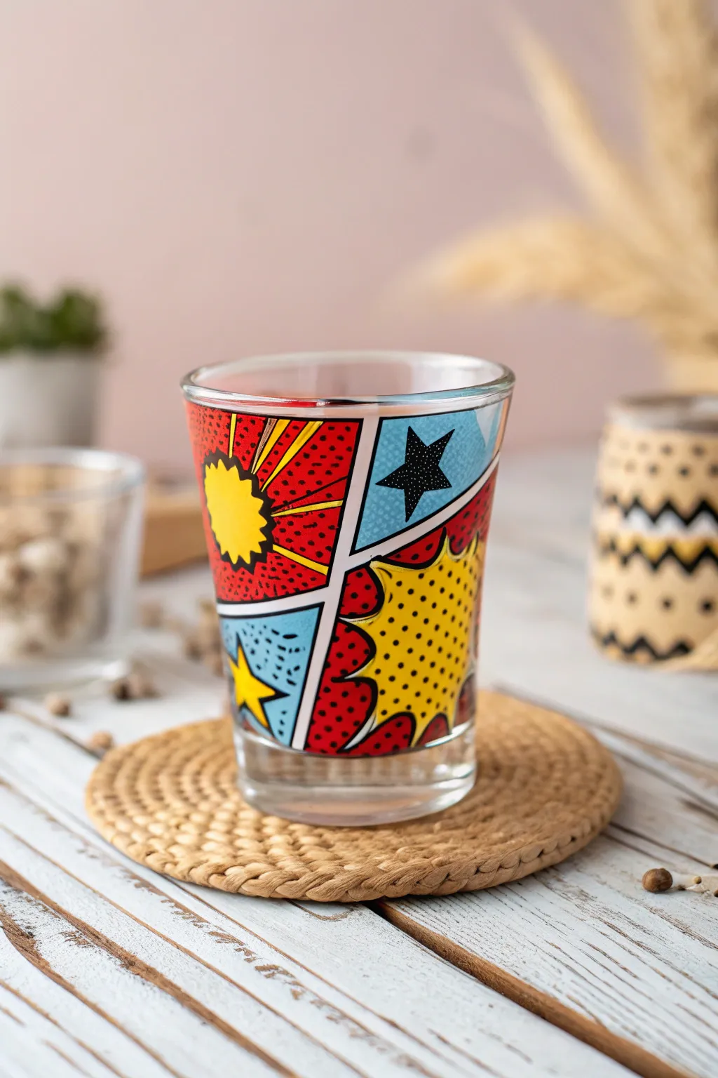 Add a splash of fun to your gatherings with comic pop art shot glasses that are sure to be the talk of the party!