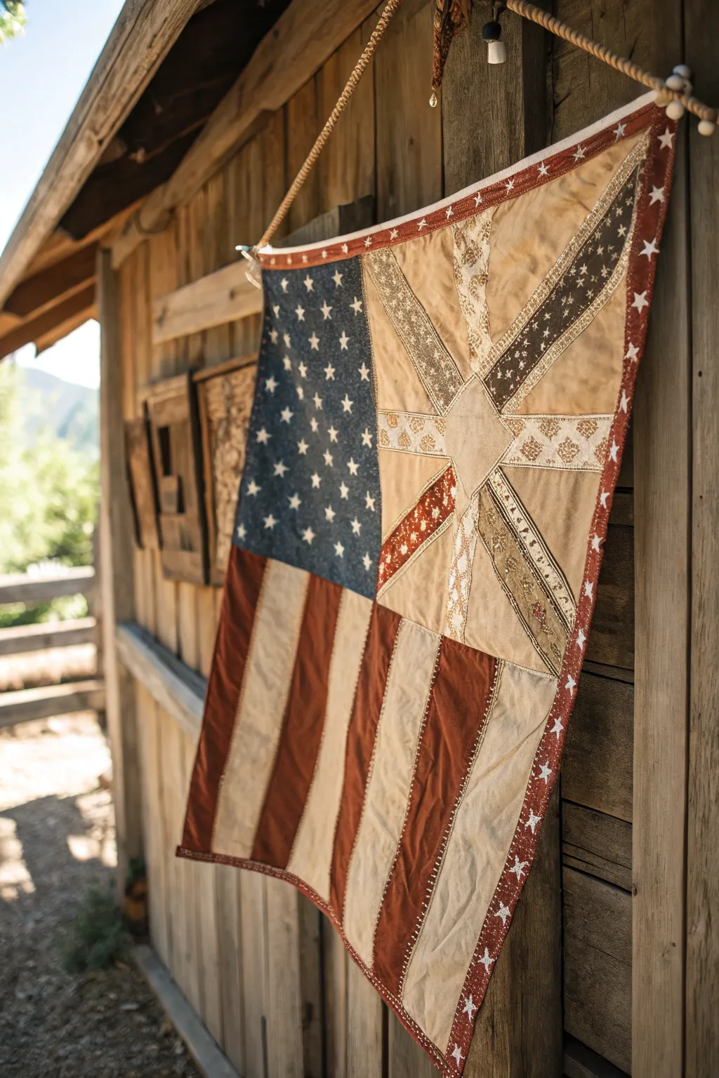 Craftsmanship meets sustainability: A flag made from recycled materials, showcasing the beauty of eco-friendly creativity.
