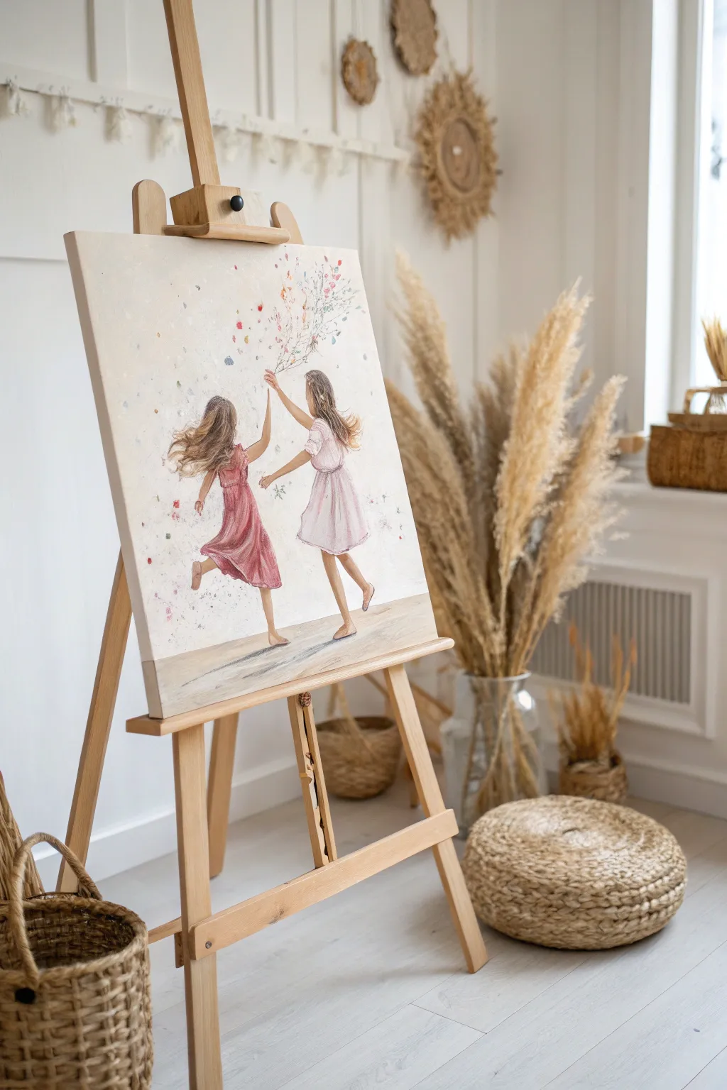 Celebrate sisterhood with art that captures the joy of festive moments.
