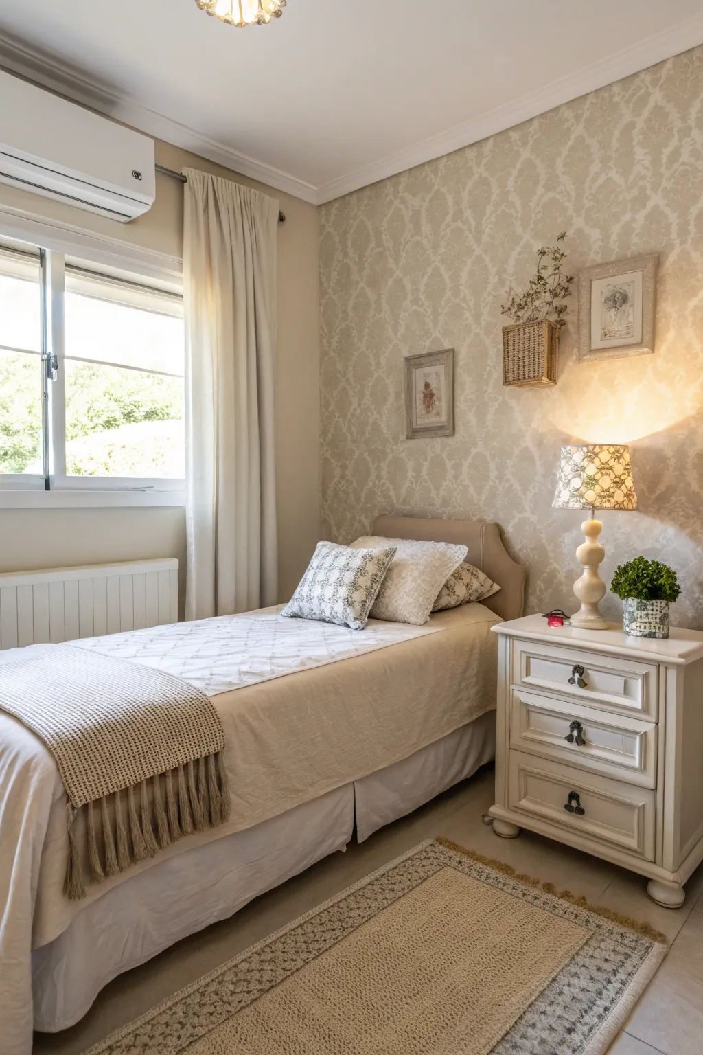 A neutral color palette creates a serene and open atmosphere.