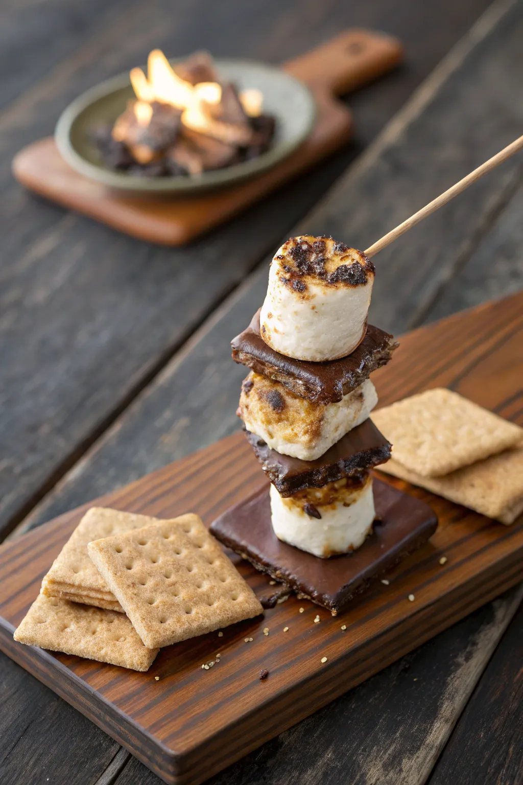Indulge in the art of the perfect s'mores on a stick – a blend of tradition and craftsmanship.