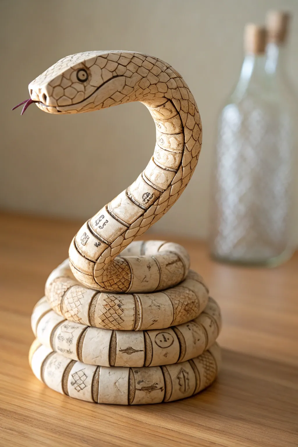 Elegance in simplicity: A sculptural snake crafted from wine corks.