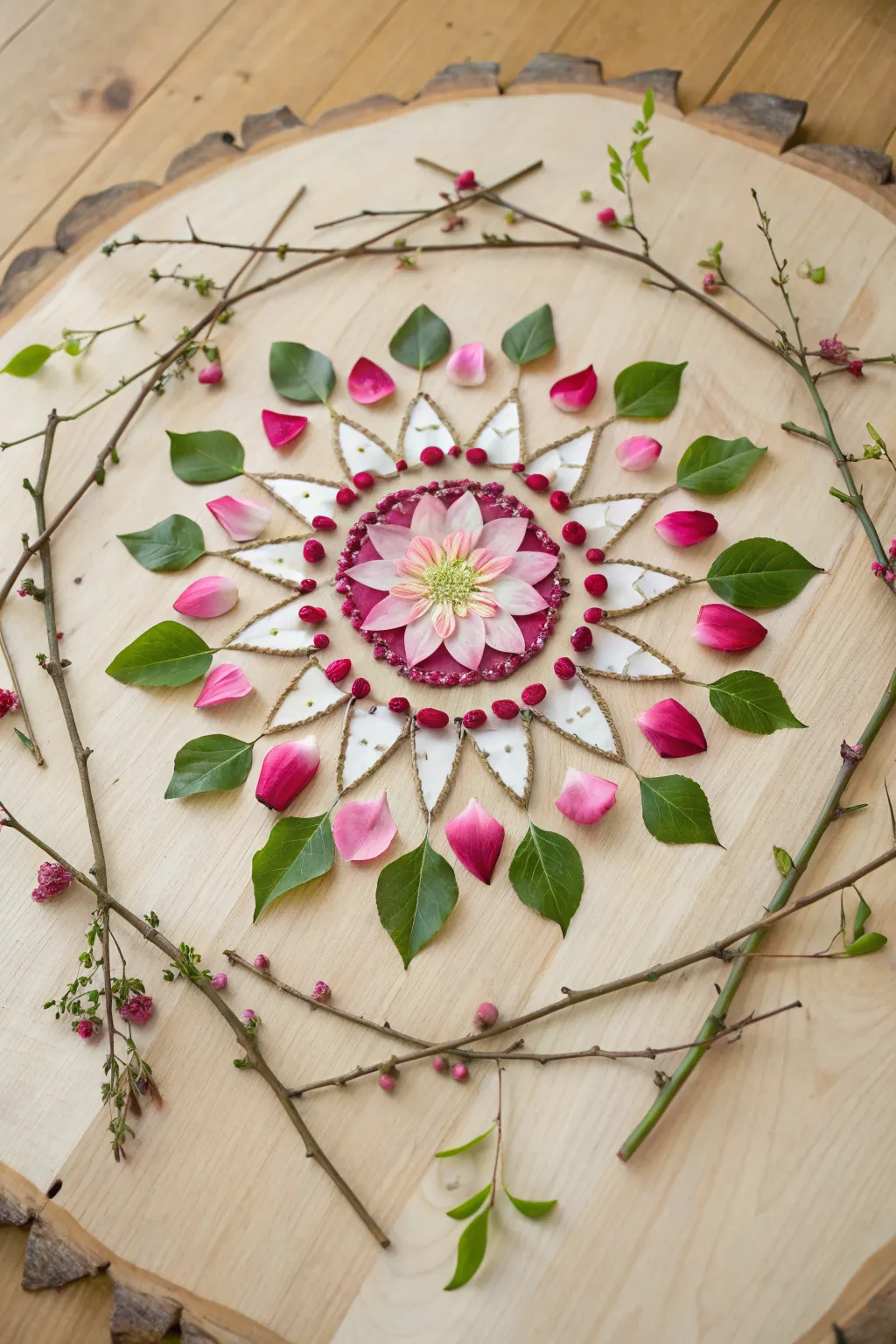 Embrace the art of nature mandalas: a tranquil blend of simplicity and creativity.