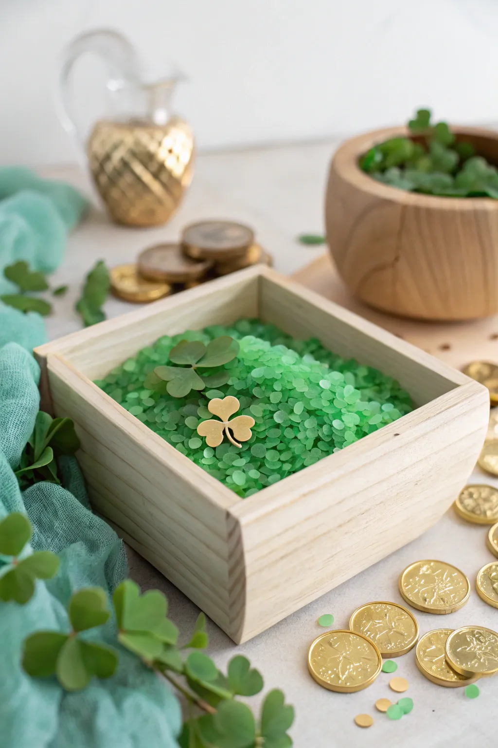 Discover the joy of play with this enchanting St. Patrick's Day sensory bin, where simplicity meets whimsy.