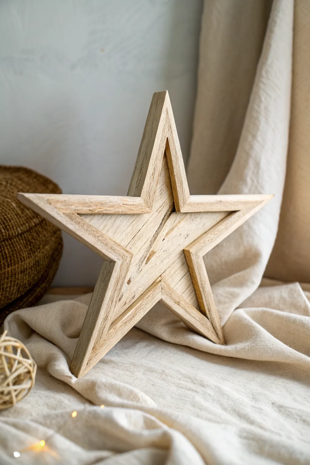 Embrace rustic elegance with this handcrafted upcycled wood star, adding a touch of farmhouse charm to your decor.