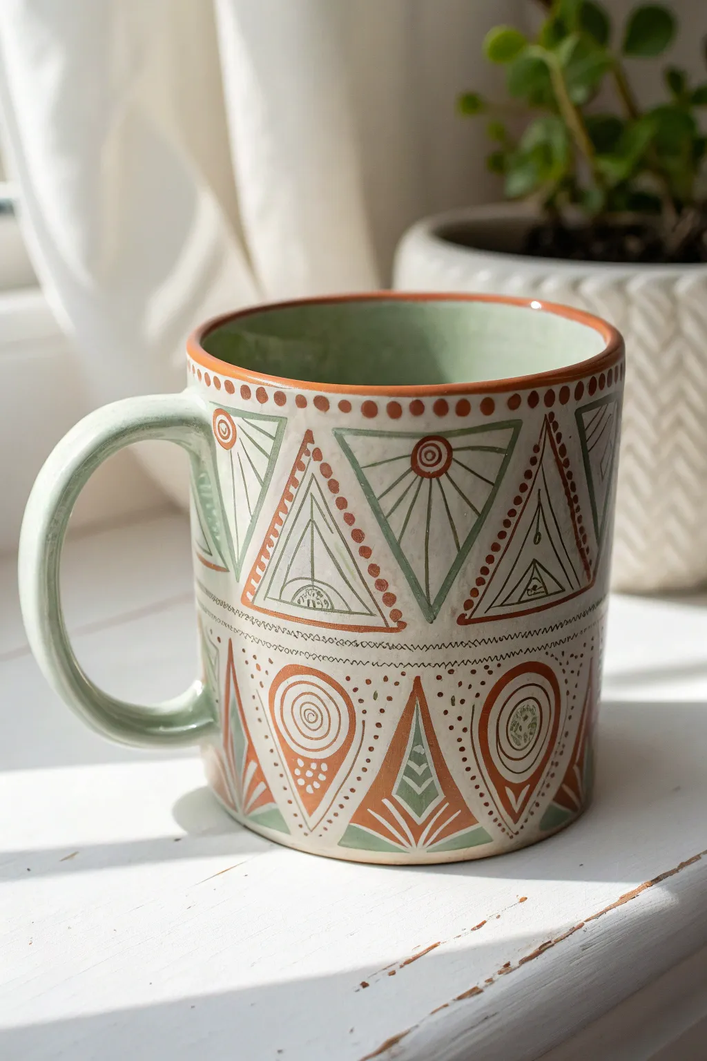 Elevate your mug collection with geometric genius: where minimalist design meets boho charm.