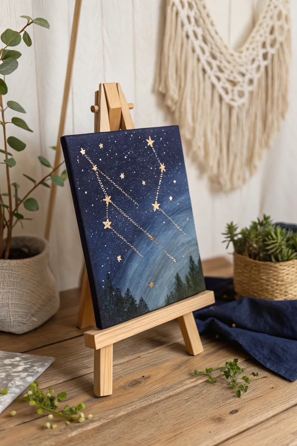 Capture the beauty of starry summer nights with a touch of minimalist elegance.