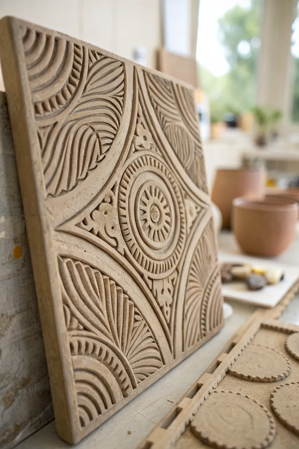 Explore the allure of tactile art with our handcrafted textured clay panels, designed to captivate and invite interaction.