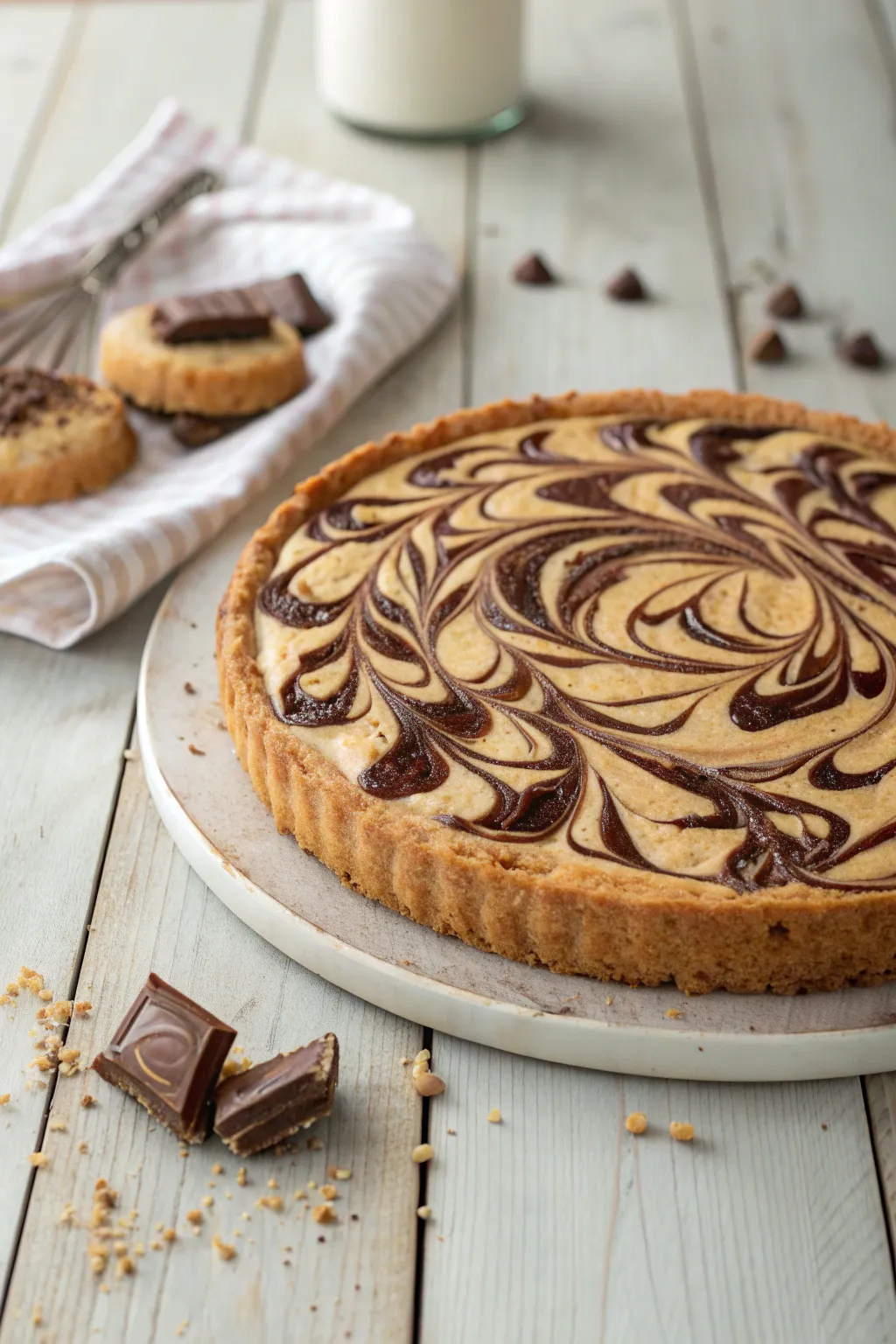 Indulge in the art of simplicity with this Nutella Swirl Cookie Cake – a delightful blend of elegance and decadence.