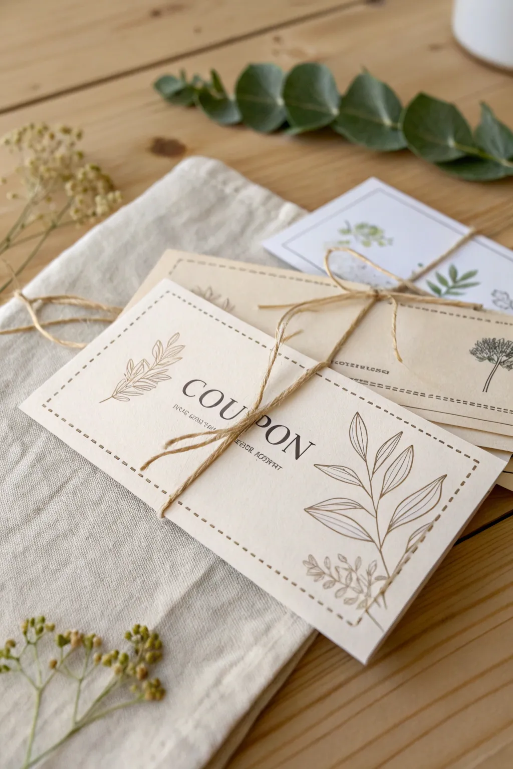 Delight your guests with these charming Thanksgiving coupons, a perfect blend of minimalist elegance and bohemian flair.
