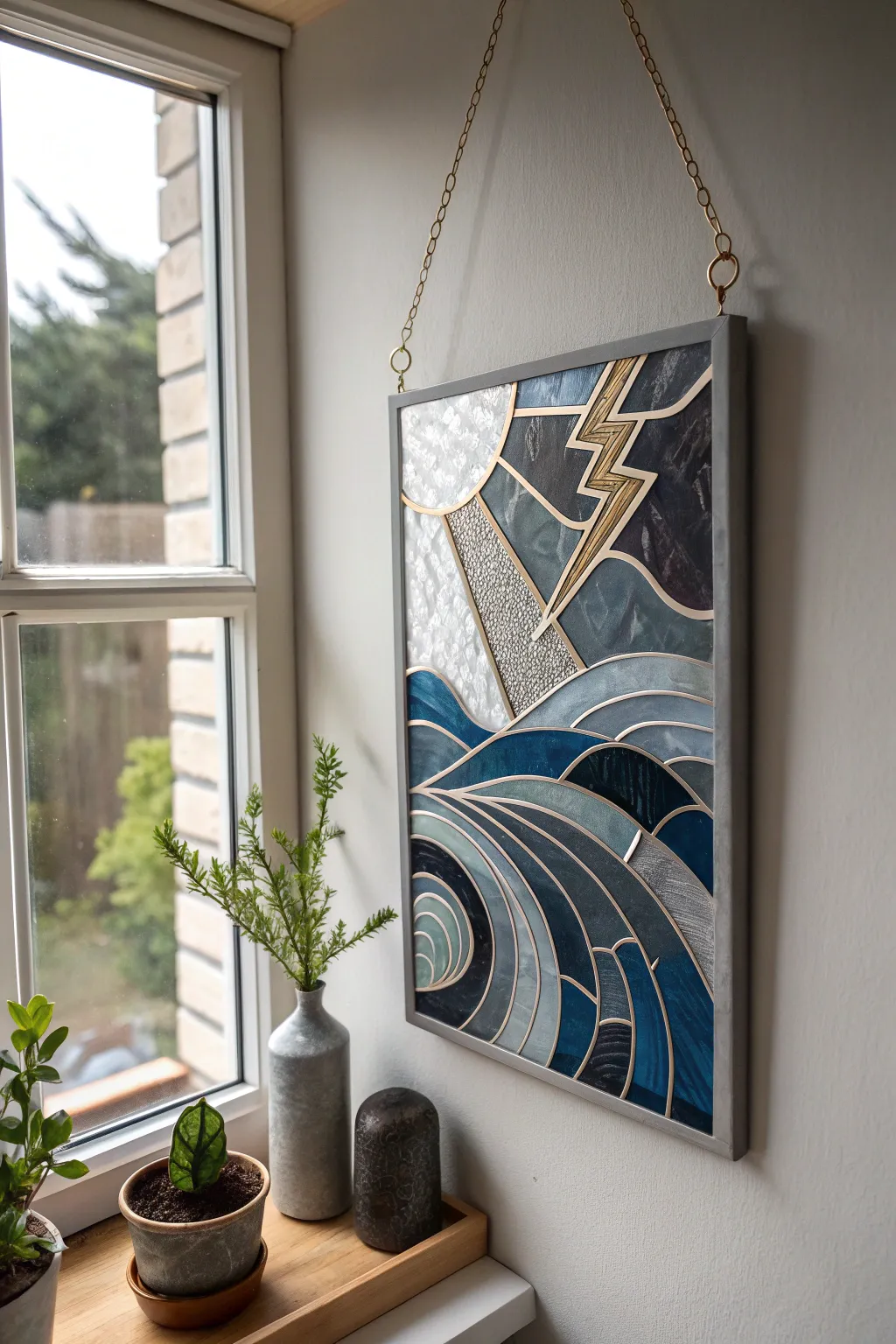 Embrace the dance of light and storm with a beautifully crafted stormy suncatcher.