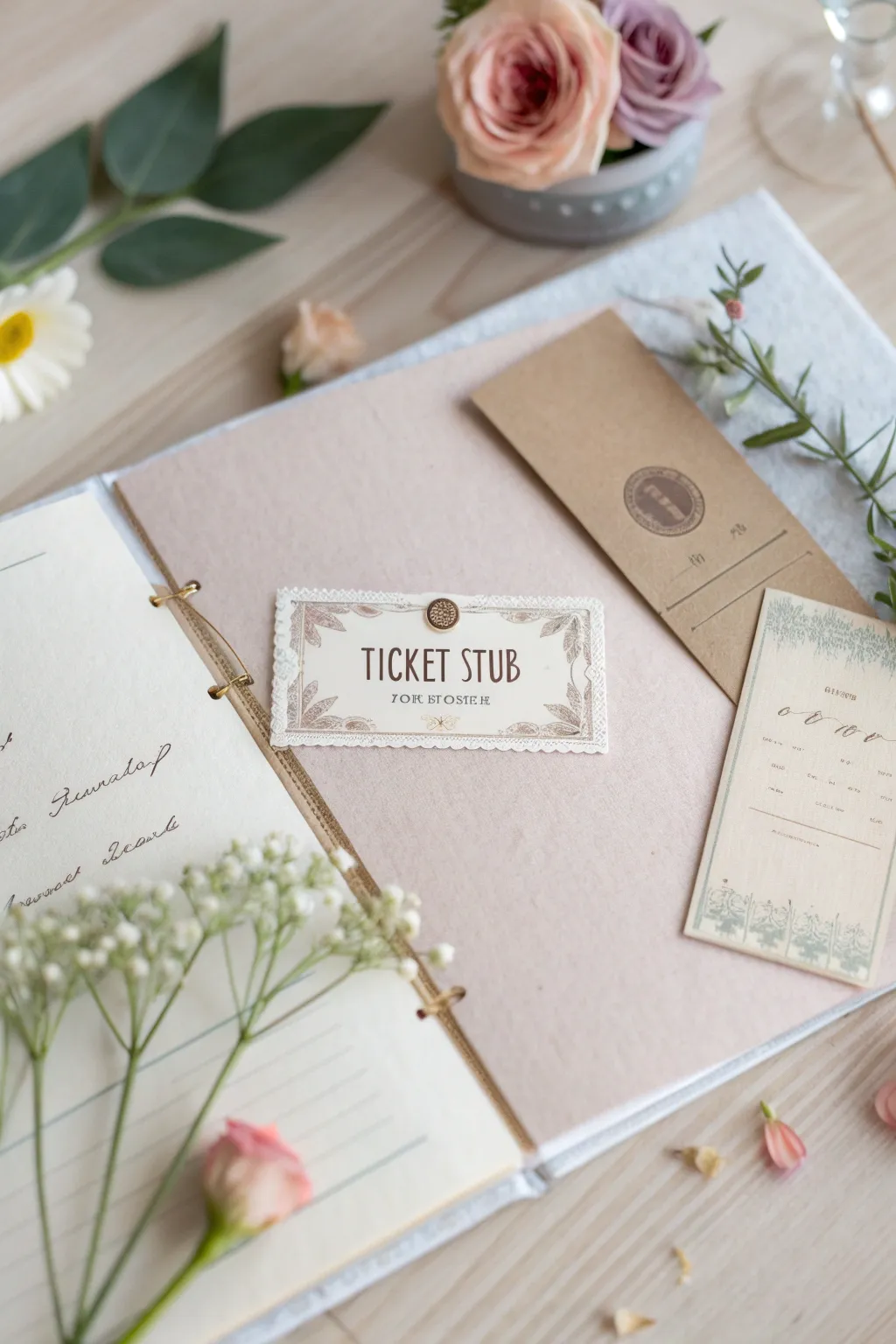 Turn your ticket stubs into timeless memories with minimalist scrapbook art. 🌿✨