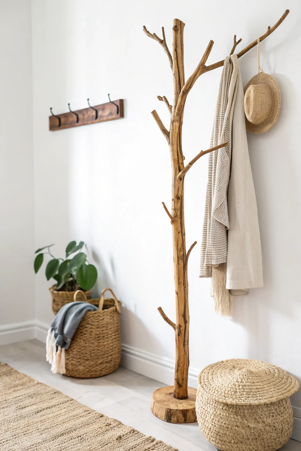 Embrace nature's elegance with a handcrafted branch coat rack, where simplicity meets rustic charm.