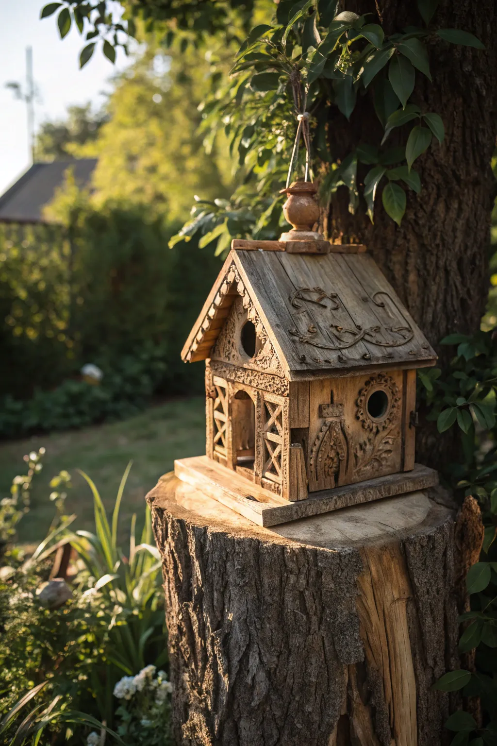 Elevate your garden with a handcrafted birdhouse tower, where craftsmanship meets nature's charm.