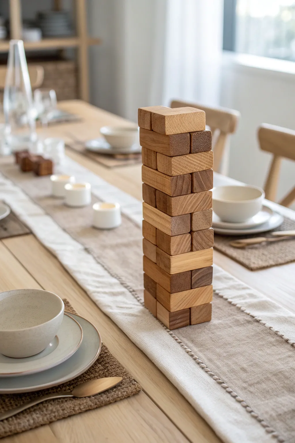 Elevate your dining experience with a handcrafted rustic table runner, effortlessly blending Scandinavian minimalism with boho charm.