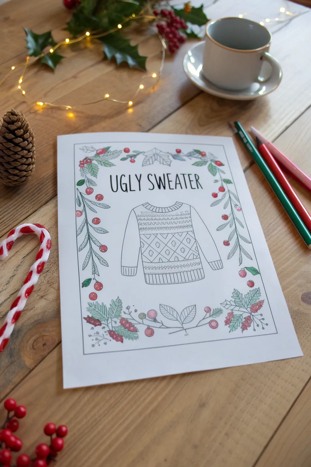 Unleash your creativity with whimsical ugly sweater coloring pages - where simplicity meets playful elegance.