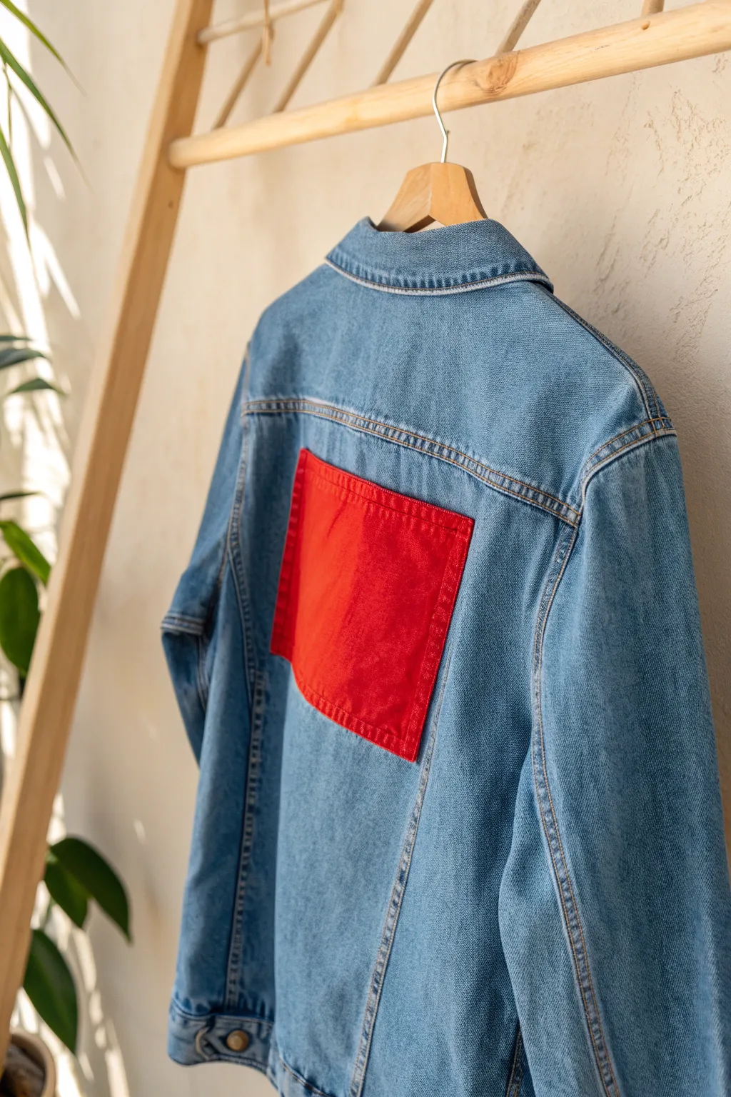 Add a splash of color to your denim with a painted pocket surprise! 🎨✨ #UpcycleElegance #ScandiBoho