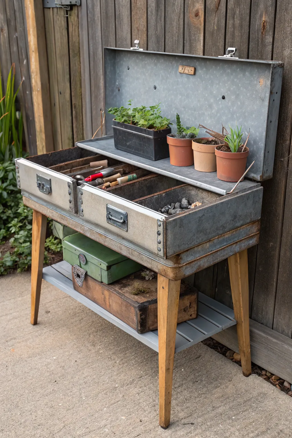Transform your space with this ingenious upcycled potting bench, where style meets functionality.