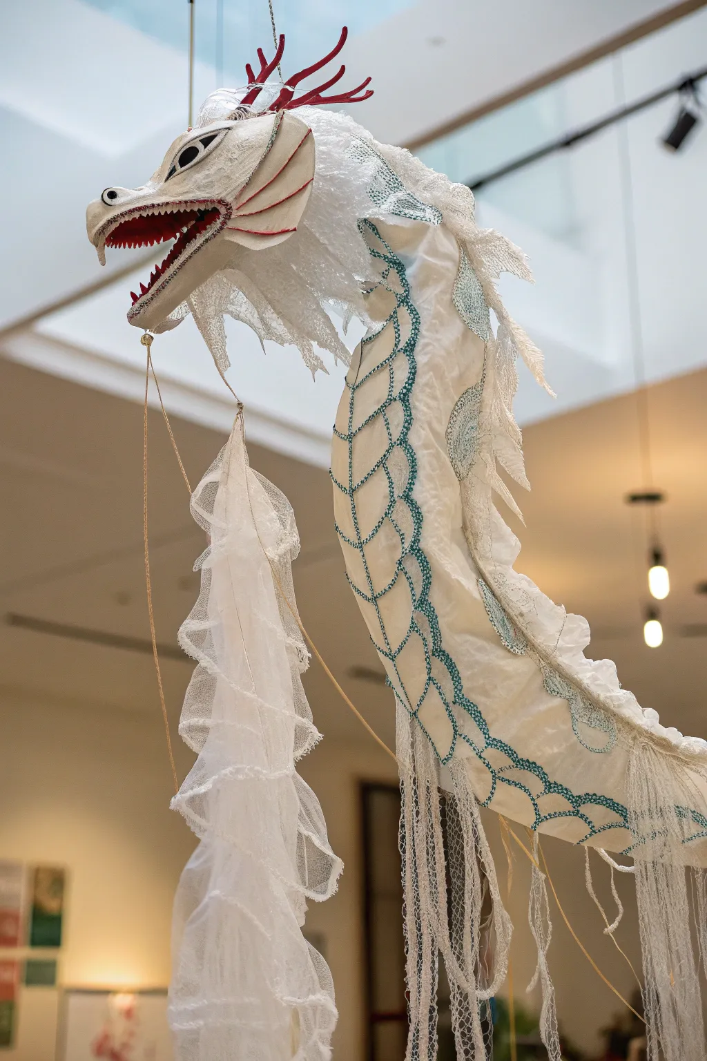 Dive into the elegance of aquatic textures with this ethereal water dragon puppet, a perfect blend of Scandinavian minimalism and Boho charm.